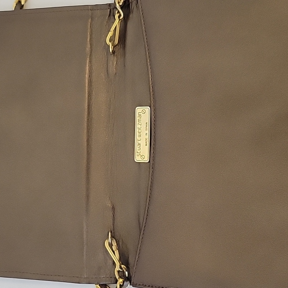 Stuart Weitzman Vintage Bronze Metallic Crossbody Envelope Clutch - Picture 5 of 14